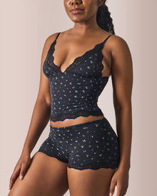 Duniii Lace Trim Crop Cami & Shorts Set