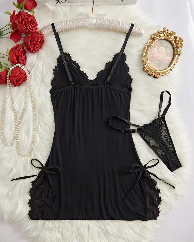 Lace Trim Cami Nightdress & Brief Set