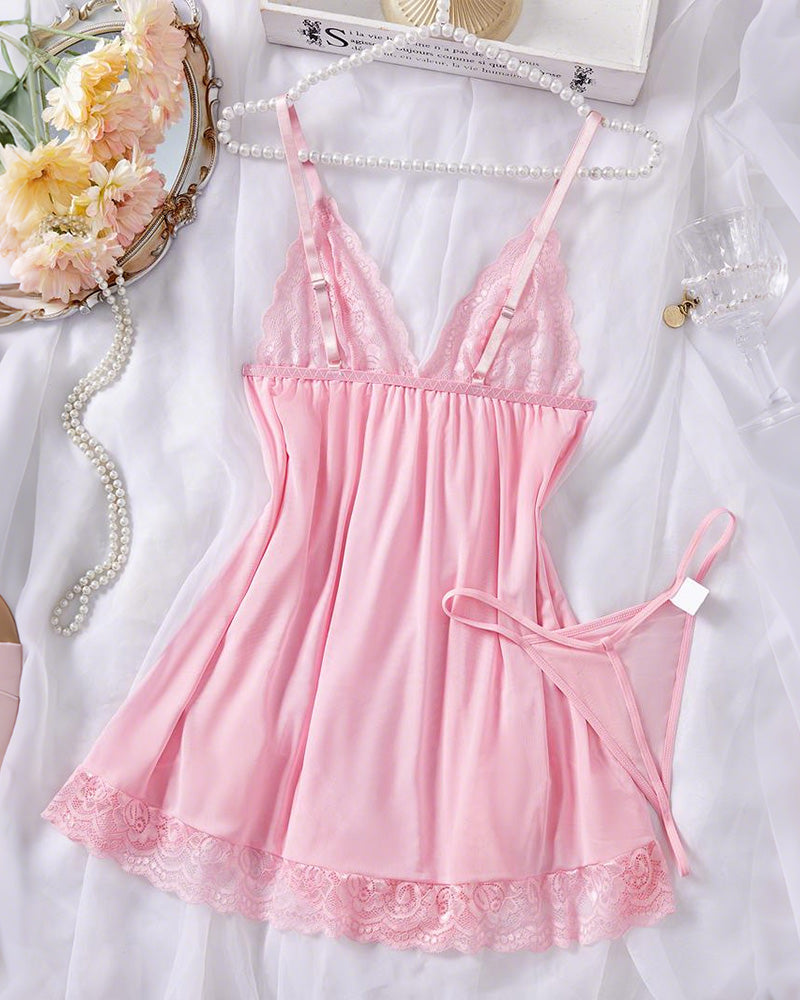 Elegant Sleepwear Lace Dress Set