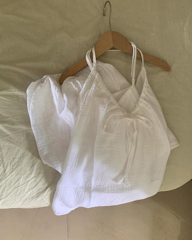 Lightweight Crinkle Cotton Cami & Shorts Loungewear Set
