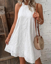 Openwork Halter Neck Casual Dresses