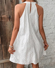Openwork Halter Neck Casual Dresses