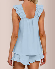 Wooden Ear Square Neck Casual Two-Piece Set