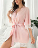 Elegant Satin Lace-Trimmed Short Loungewear Robe