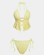 Girly Jacquard Halter 2 Piece Bikini Set