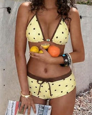 Girly Polka Dots 2 Piece Halter Bikini Set