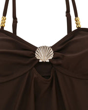 Tummy Control Two Piece Elegant Backless Ruffle Bikini