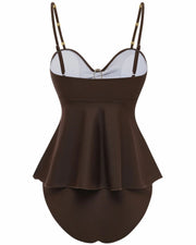 Tummy Control Two Piece Elegant Backless Ruffle Bikini
