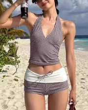 Check Pattern Bikini Top & Bottom Set