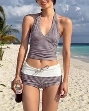 Check Pattern Bikini Top & Bottom Set