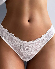 Low-Rise Rhinestone Chain Sheer Floral Lace Panties
