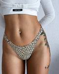 High-Cut Cotton Panties with Animal Print Straps