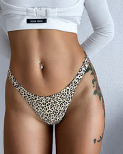 High-Cut Cotton Panties with Animal Print Straps