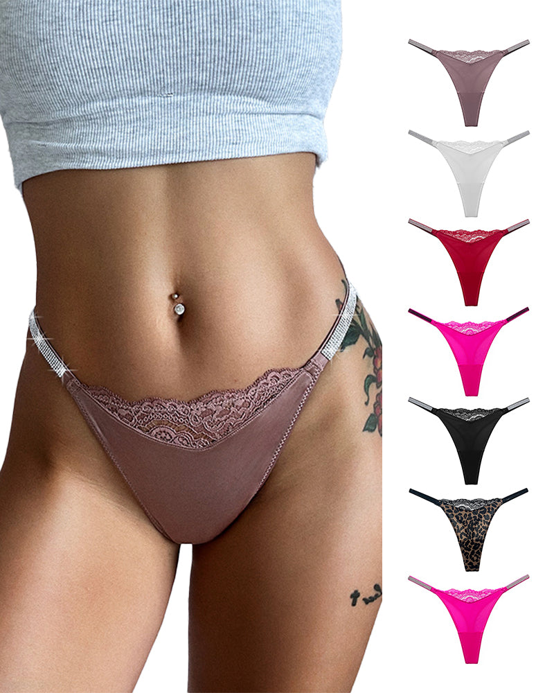 Crystal Lace Thong – High-cut Ice Silk T-back