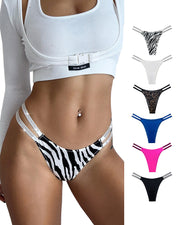Rhinestone Double Strap High-Cut Ice Silk Panty