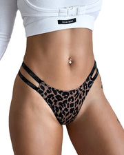 Rhinestone Double Strap High-Cut Ice Silk Panty
