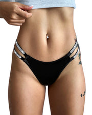 Rhinestone Double Strap High-Cut Ice Silk Panty
