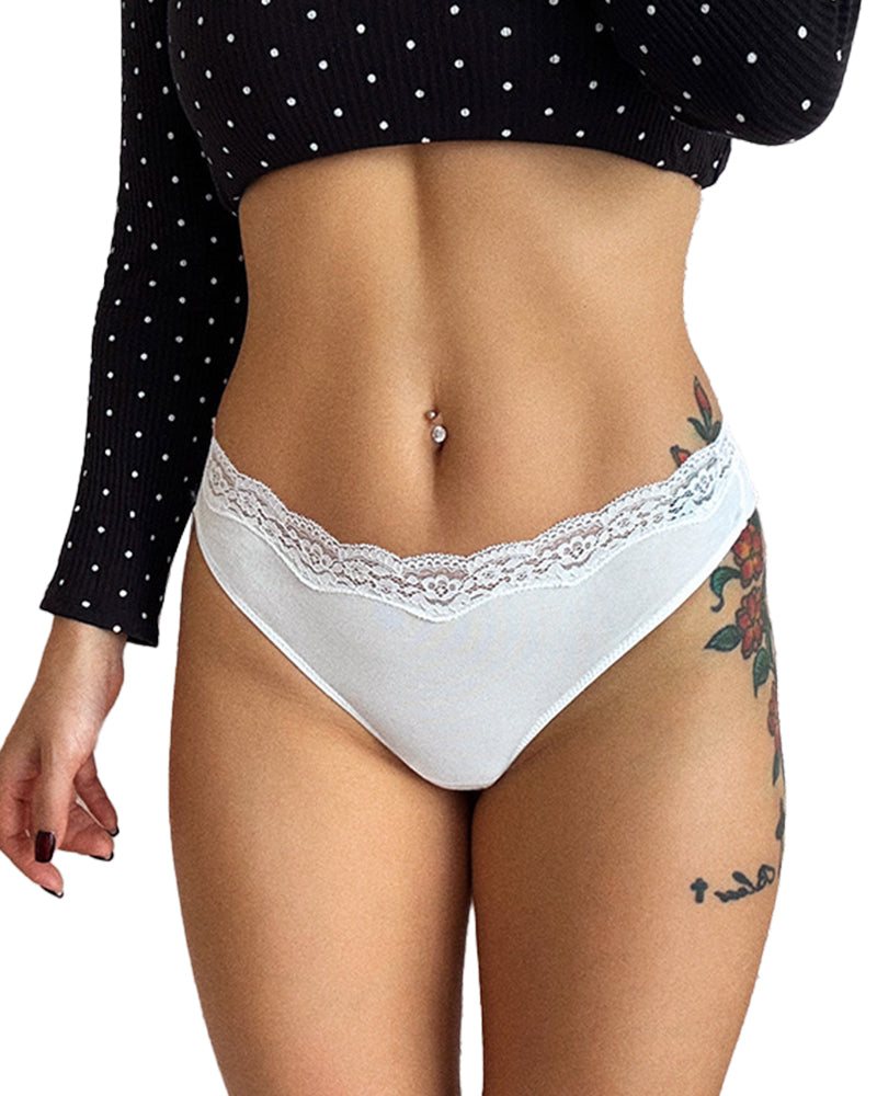 Lace High Cut Color Block Brief