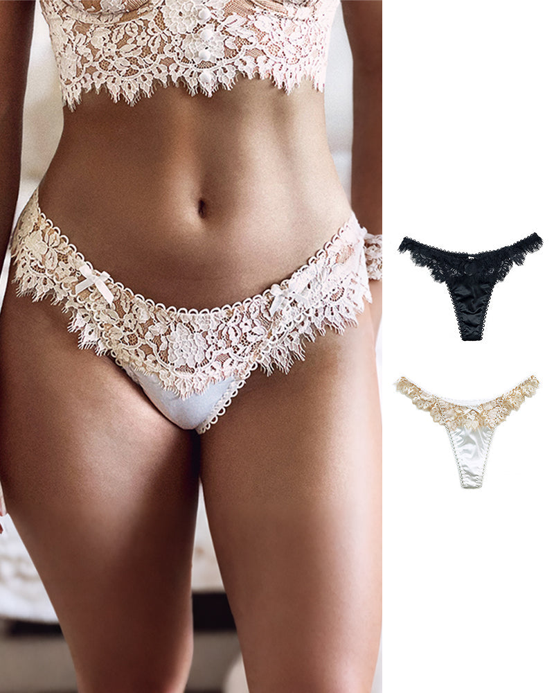 Eyelash Lace Satin Silky Sensual Panty