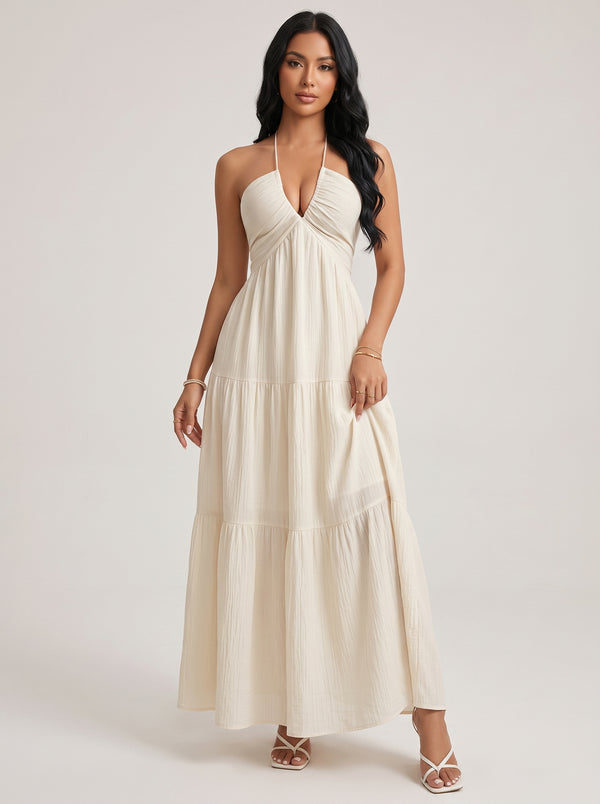 Halter Neck Tiered Maxi Dress
