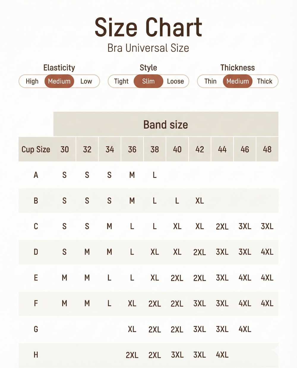 BRA SIZING - CM