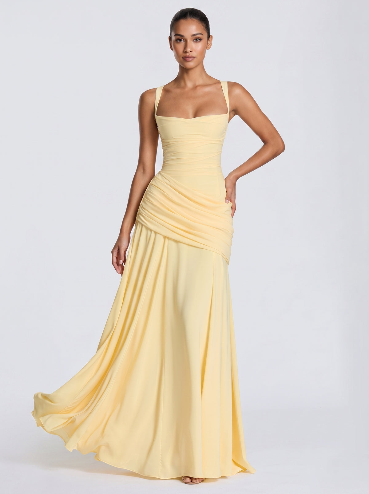 Elysian Ruched Maxi Slip Dress