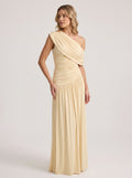 One Shoulder Solid Color Party Club Dress