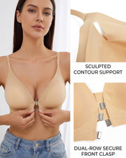 Seamless Front-Closure Wire-Free Racerback Bra