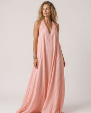 Flowy Boho V-Neck Halter Maxi Dress for Women