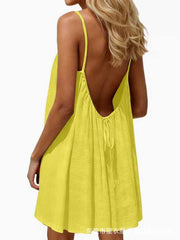 Backless Crinkle Cami Dress | Flowy Open-Back Mini Dress