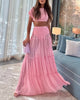 Chiffon lagdelt A-line Maxi-nederdel med elastisk talje