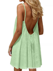 Backless Crinkle Cami Dress | Flowy Open-Back Mini Dress