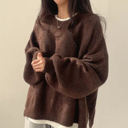 Women's Drop Shoulder Split Hem Sweater, Casual Long Sleeve Round Neck Jumper, Women's Knitwear Top for Fall & Winter, Sweaters for Women