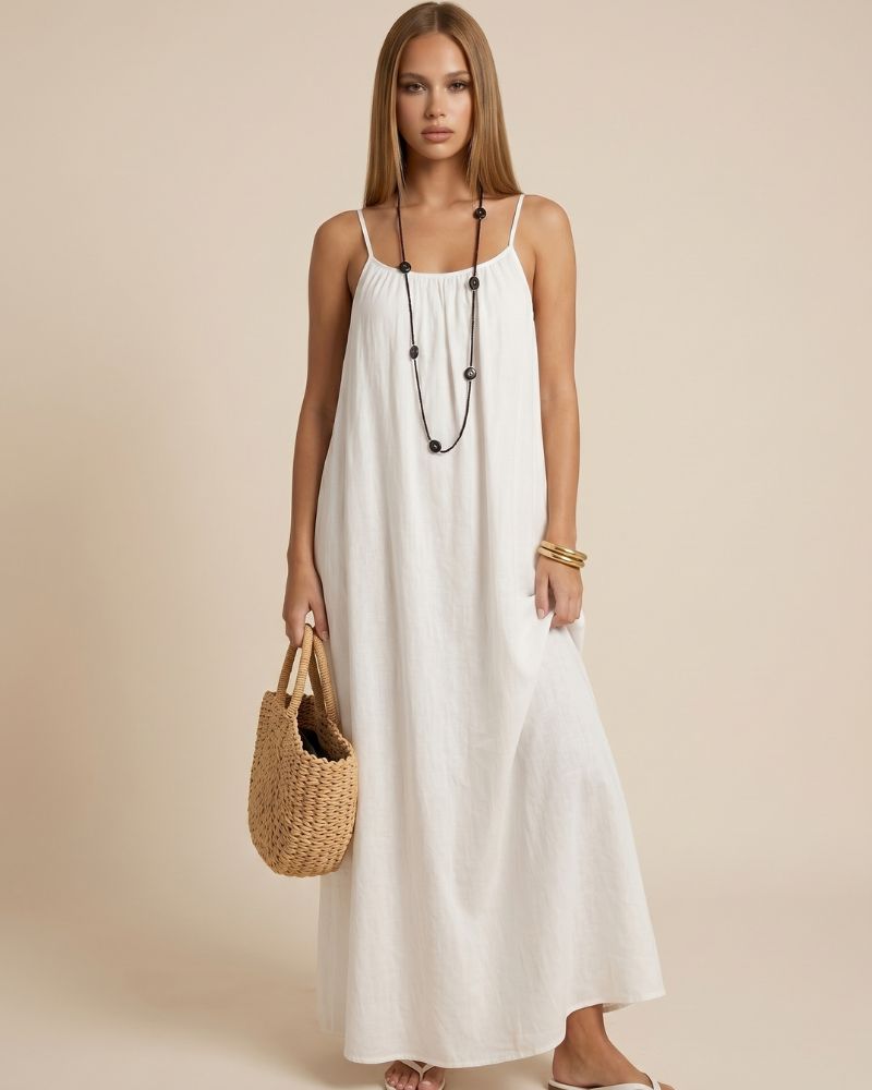 Solid Color Backless Cami Dress
