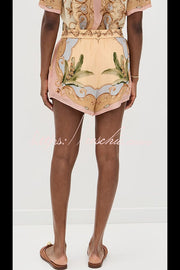 Printed Button-Up Short Sleeve Shirt & Shorts Set