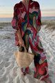 Geometric Color Block Oversized Shirt & Pants Set