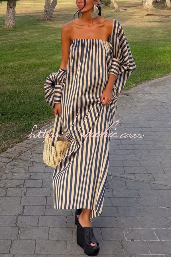 Berry Satin Maxi Dress with Detachable Balloon Sleeves