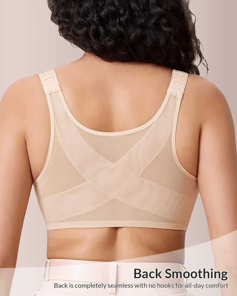 Front Closure Underwire Bra with Back Support & Wide Straps