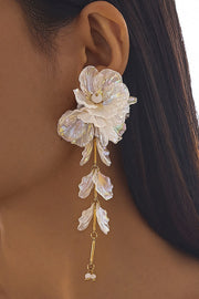 Tassel Floral Pearlescent Mermaid Drop Earrings