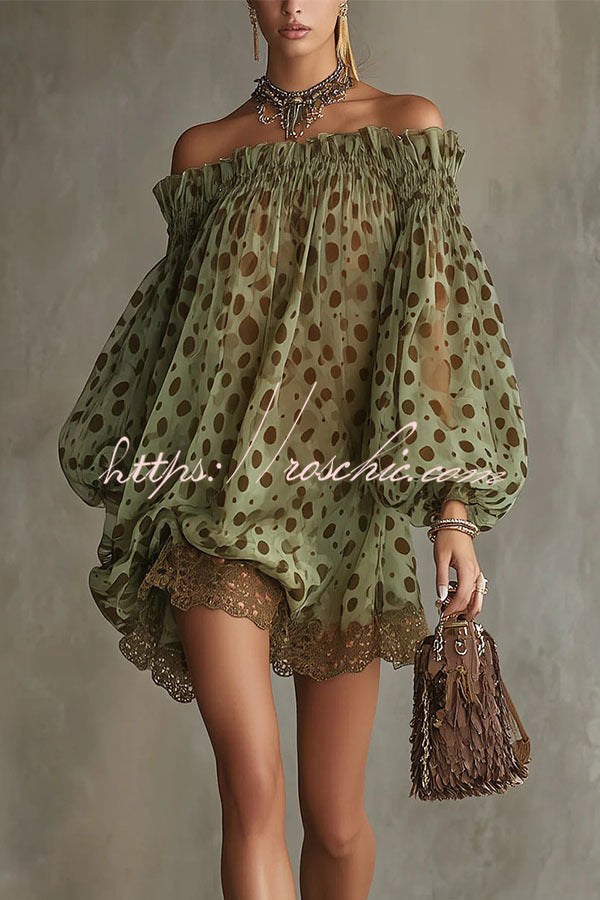 Polka Dot Sheer Off-the-Shoulder Mini Dress