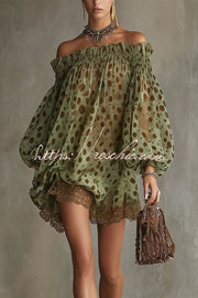 Polka Dot Sheer Off-the-Shoulder Mini Dress