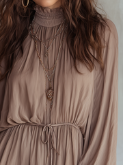 Long Sleeve Mini Dress with Gathered Waist
