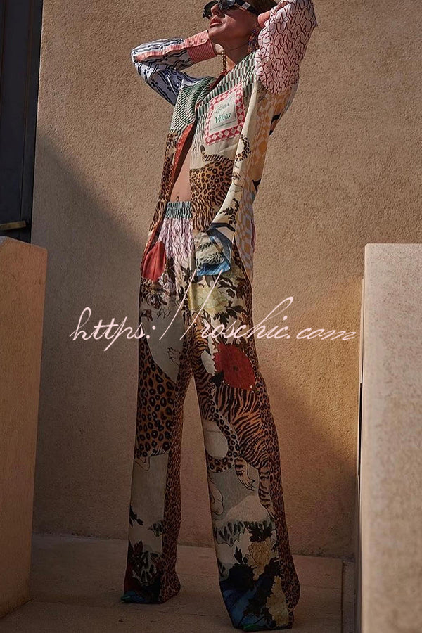 Tiger Print Long Sleeve Shirt and Pants Set – Loose Fit