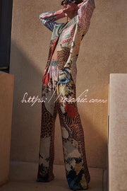 Tiger Print Long Sleeve Shirt and Pants Set – Loose Fit