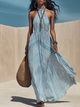 Striped Halter Maxi Dress | Flowing Beach Vacation Style