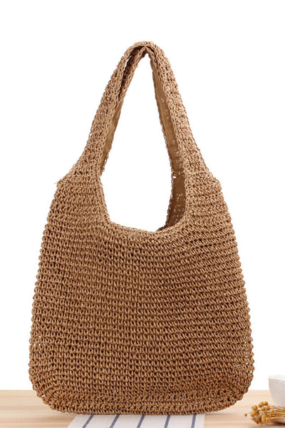 Bolso tote de hombro tejido de paja hecho a mano - Grande