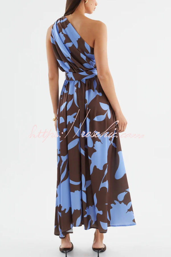 Printed One-Shoulder Maxi Dress – Vacation Casual Style