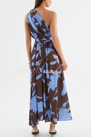 Printed One-Shoulder Maxi Dress – Vacation Casual Style