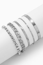 Ensemble de bracelets géométriques en strass personnalisés – Or et argent