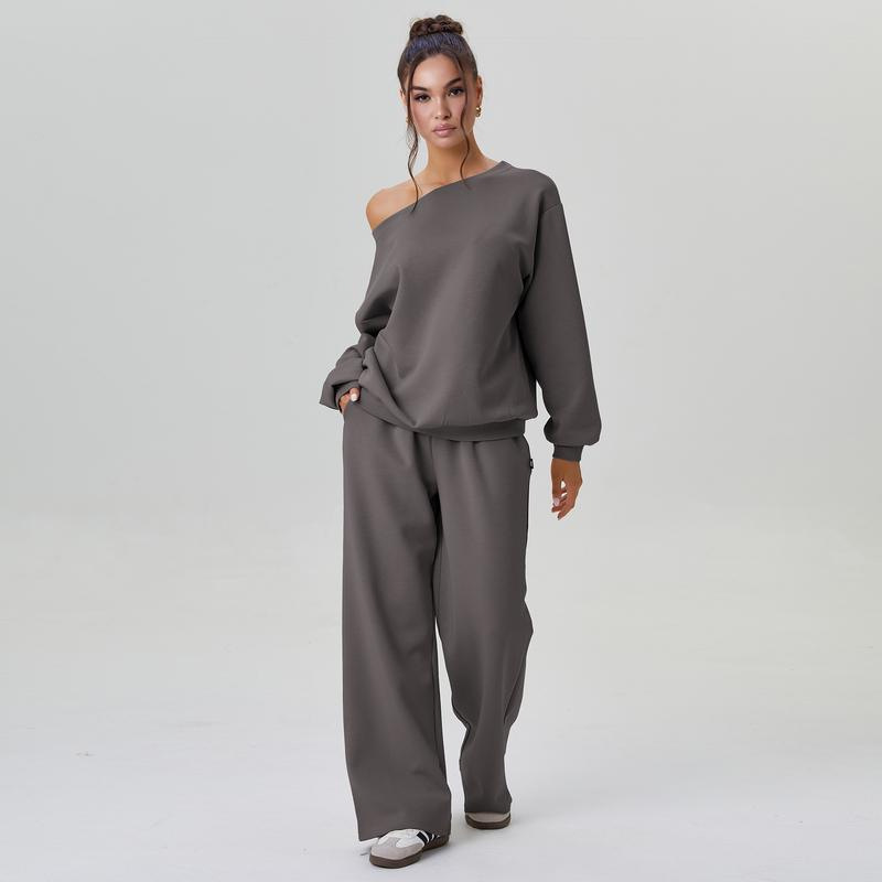 Duniii Off-Shoulder Top & Wide-Leg Pants Lounge Set